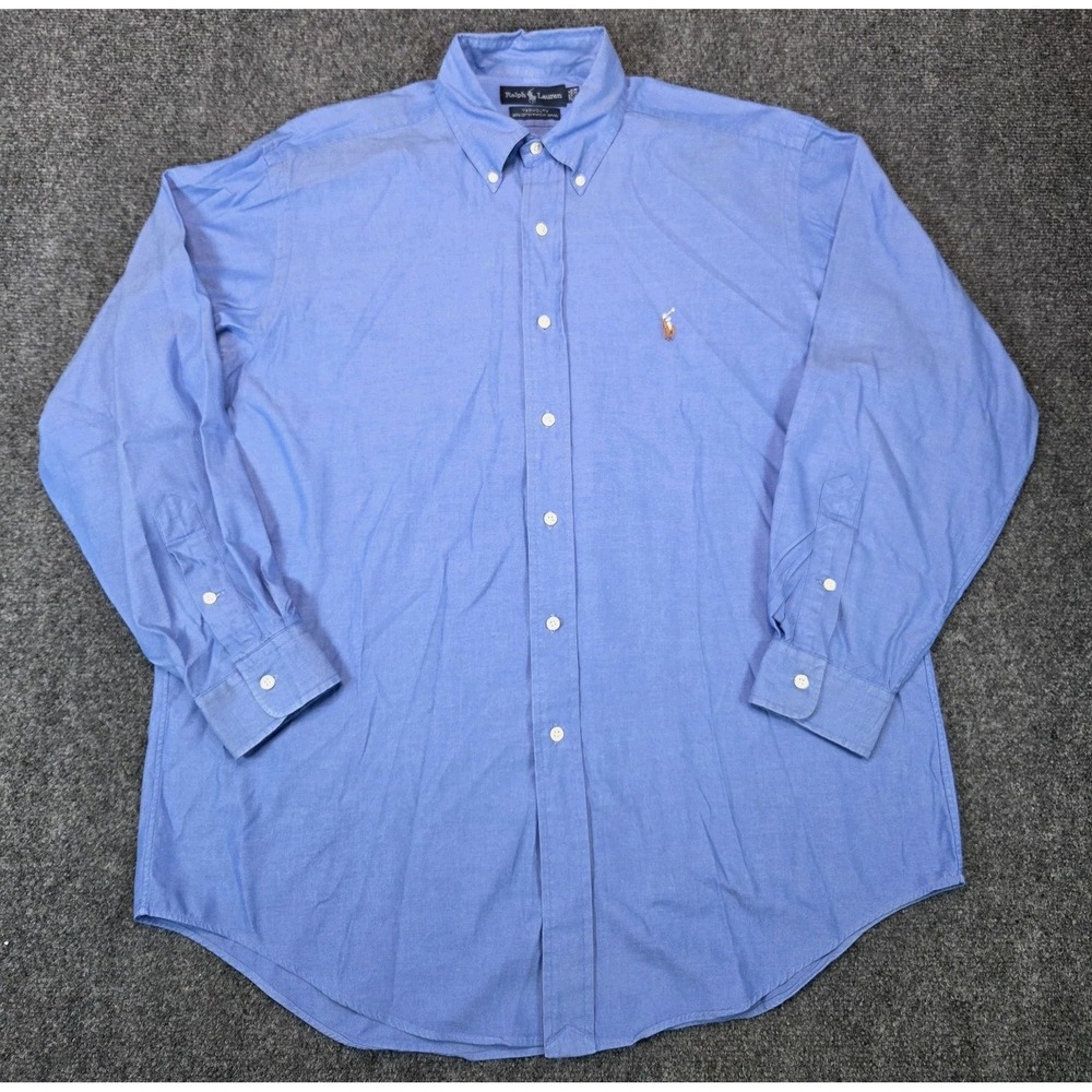 Ralph Lauren Yarmouth Shirt Mens Large 16-33 Blue Button Down Long Sleeve - Picture 2 of 7